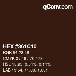 Color code: HEX #361C10 | qconv.com