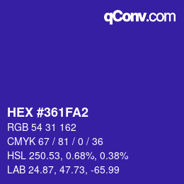 Color code: HEX #361FA2 | qconv.com