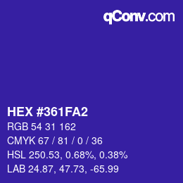 Color code: HEX #361FA2 | qconv.com