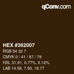 Código de color: HEX #362007 | qconv.com