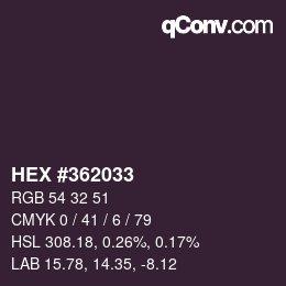 カラーコード: HEX #362033 | qconv.com