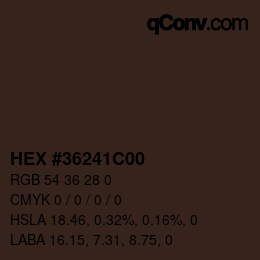 Color code: HEX #36241C00 | qconv.com