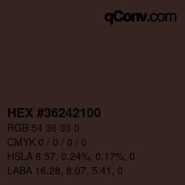 Color code: HEX #36242100 | qconv.com