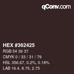 カラーコード: HEX #362425 | qconv.com