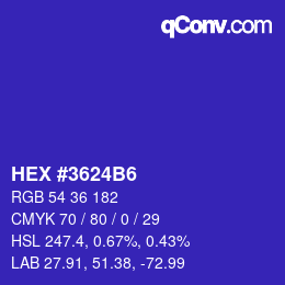 Color code: HEX #3624B6 | qconv.com