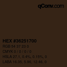 Color code: HEX #36251700 | qconv.com