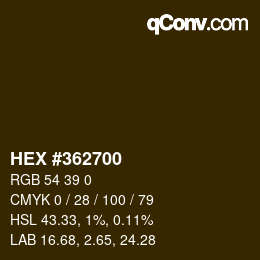 Color code: HEX #362700 | qconv.com