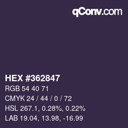 カラーコード: HEX #362847 | qconv.com