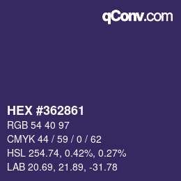カラーコード: HEX #362861 | qconv.com