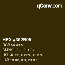 カラーコード: HEX #362B05 | qconv.com