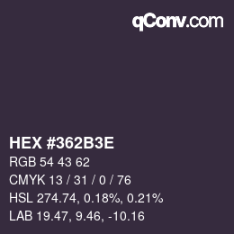 Color code: HEX #362B3E | qconv.com
