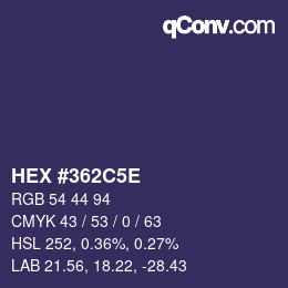 Color code: HEX #362C5E | qconv.com