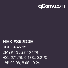 Color code: HEX #362D3E | qconv.com