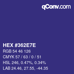 Color code: HEX #362E7E | qconv.com