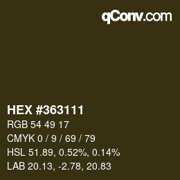 Color code: HEX #363111 | qconv.com