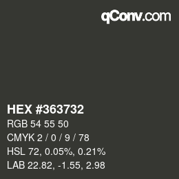 Color code: HEX #363732 | qconv.com