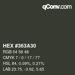 颜色代码: HEX #363A30 | qconv.com