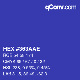 颜色代码: HEX #363AAE | qconv.com