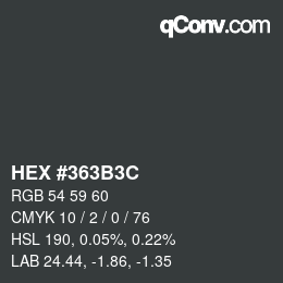 Color code: HEX #363B3C | qconv.com