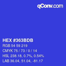 カラーコード: HEX #363BDB | qconv.com