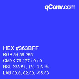 Color code: HEX #363BFF | qconv.com