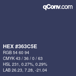 Color code: HEX #363C5E | qconv.com