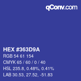 Color code: HEX #363D9A | qconv.com