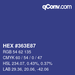 Color code: HEX #363E87 | qconv.com