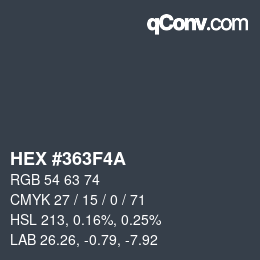 Farbcode: HEX #363F4A | qconv.com