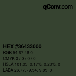 Color code: HEX #36433000 | qconv.com