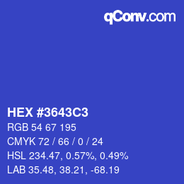 颜色代码: HEX #3643C3 | qconv.com