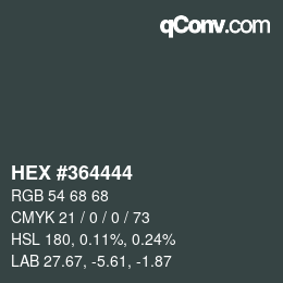 カラーコード: HEX #364444 | qconv.com