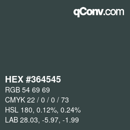 Color code: HEX #364545 | qconv.com