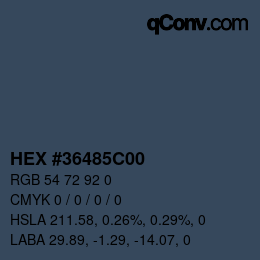 Color code: HEX #36485C00 | qconv.com