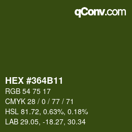 Farbcode: HEX #364B11 | qconv.com