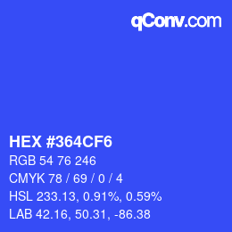 Color code: HEX #364CF6 | qconv.com
