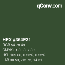 Color code: HEX #364E31 | qconv.com