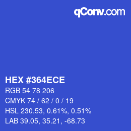 カラーコード: HEX #364ECE | qconv.com