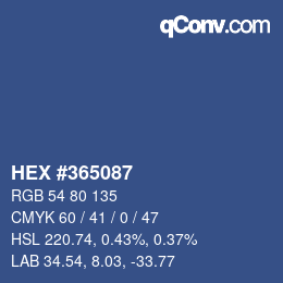 カラーコード: HEX #365087 | qconv.com