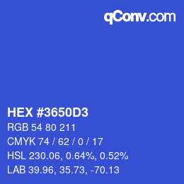 Color code: HEX #3650D3 | qconv.com