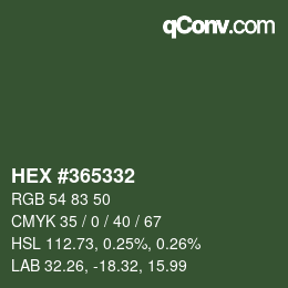 Color code: HEX #365332 | qconv.com