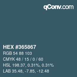 Farbcode: HEX #365867 | qconv.com