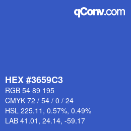 カラーコード: HEX #3659C3 | qconv.com