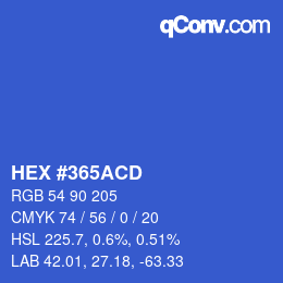 カラーコード: HEX #365ACD | qconv.com