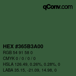 Código de color: HEX #365B3A00 | qconv.com