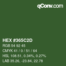 Color code: HEX #365C2D | qconv.com