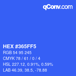 Código de color: HEX #365FF5 | qconv.com