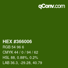 颜色代码: HEX #366006 | qconv.com