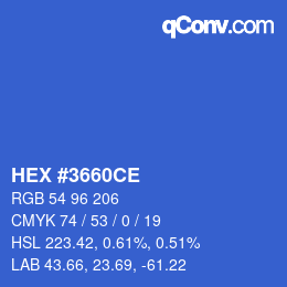 颜色代码: HEX #3660CE | qconv.com