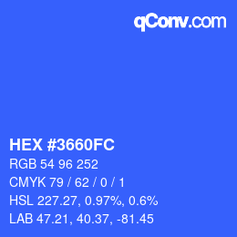 Color code: HEX #3660FC | qconv.com
